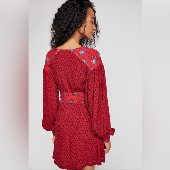 Free People Wonderland Floral Fit and Flare Long Sleeve Mini Dress Small - Picture 4 of 9